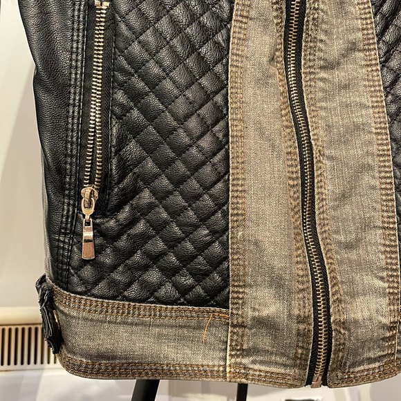 Denim and faux leather jacket - Picture 2 of 6